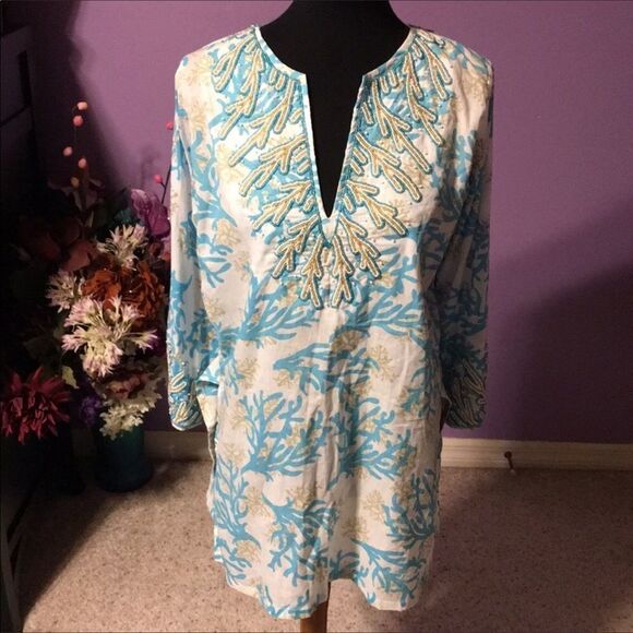 Barbara Gerwit Jacquard tunic, hand beaded. NWT - Picture 4 of 8